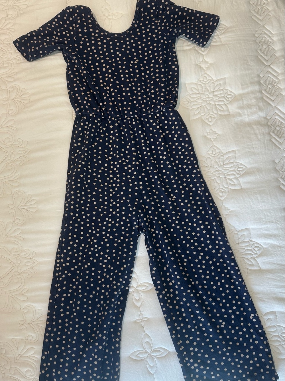 Polka Dot Navy Girls Jumpsuit